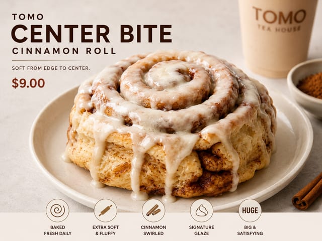 TOMO Center Bite Cinnamon Roll Single (up to 30 min prep time).
